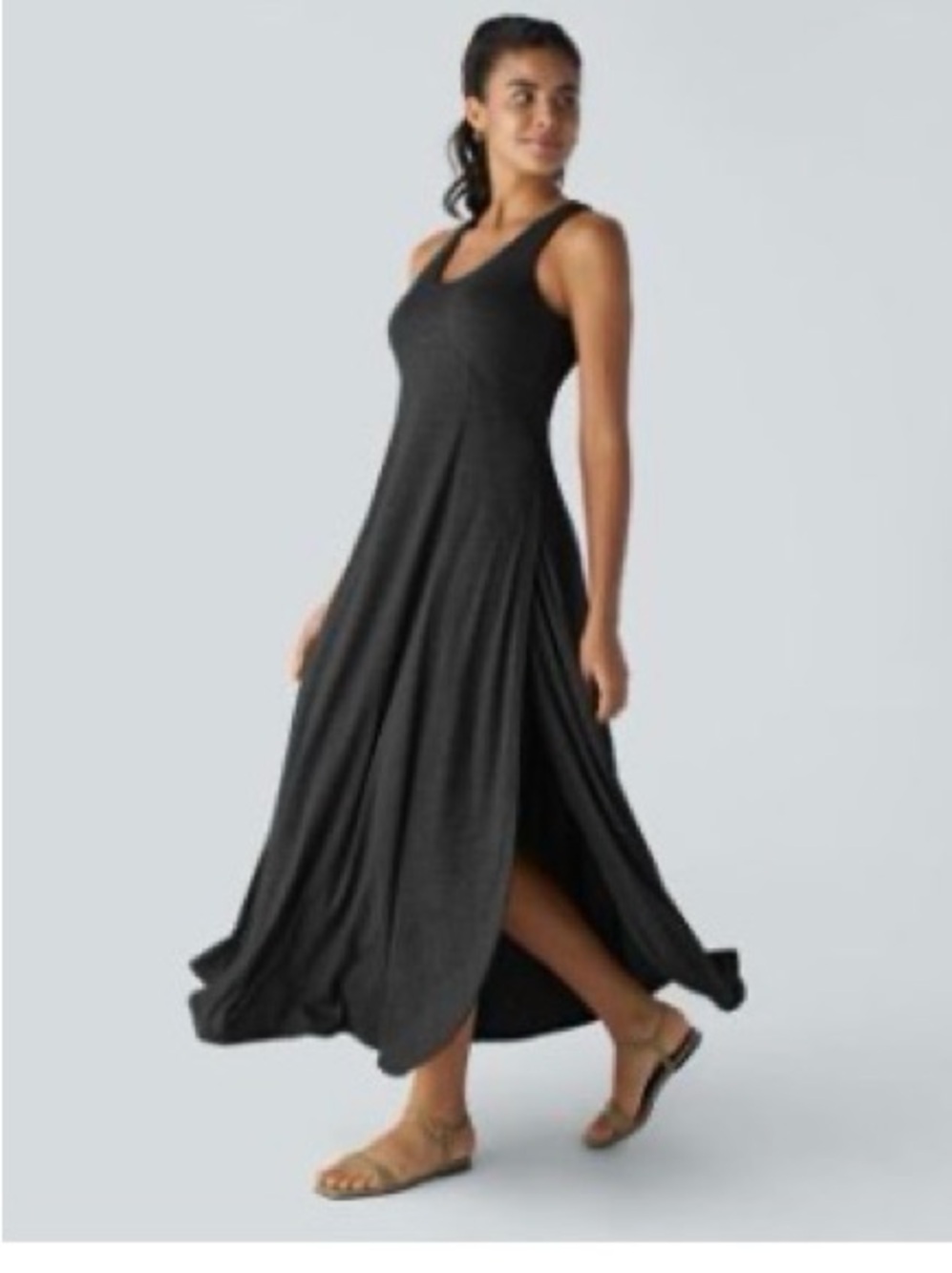 HALARA Black U neck flowy maxi casual tank dress size L